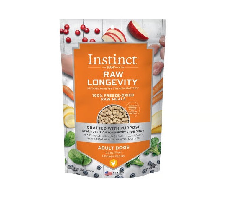 Pure Instinct freeze-dried puppy food for fluffy French bulldog puppies